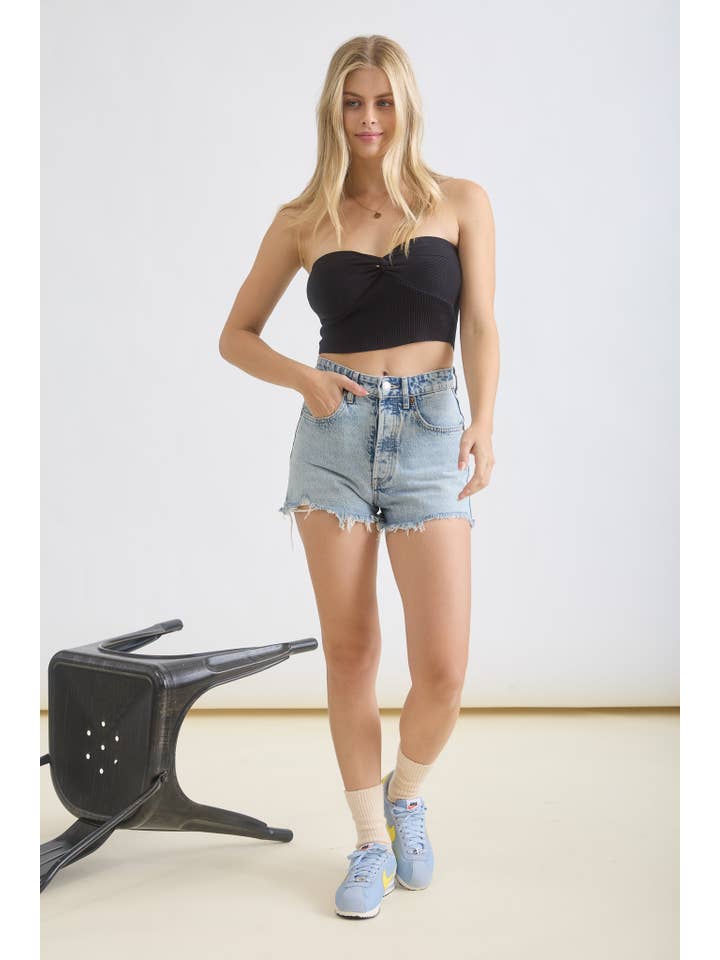 The Workshop Studio - Wholesale Knit Top - Women's - STRAPLESS TWIST FRONT KNIT CROP TOP (PRE-ORDER)16