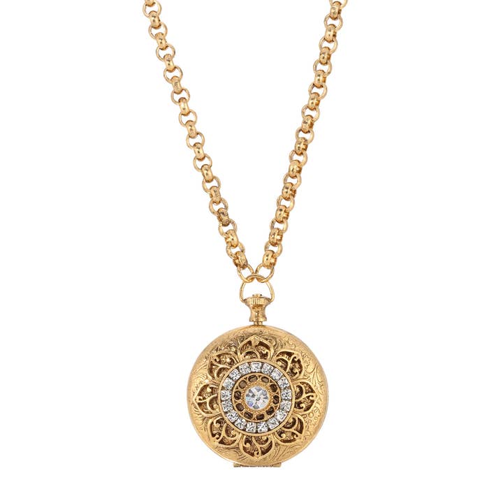 1928 Jewelry - Wholesale Pocket Watch - Women's - 1928 Jewelry Deco Lux Crystal Pocket Watch Locket 28"