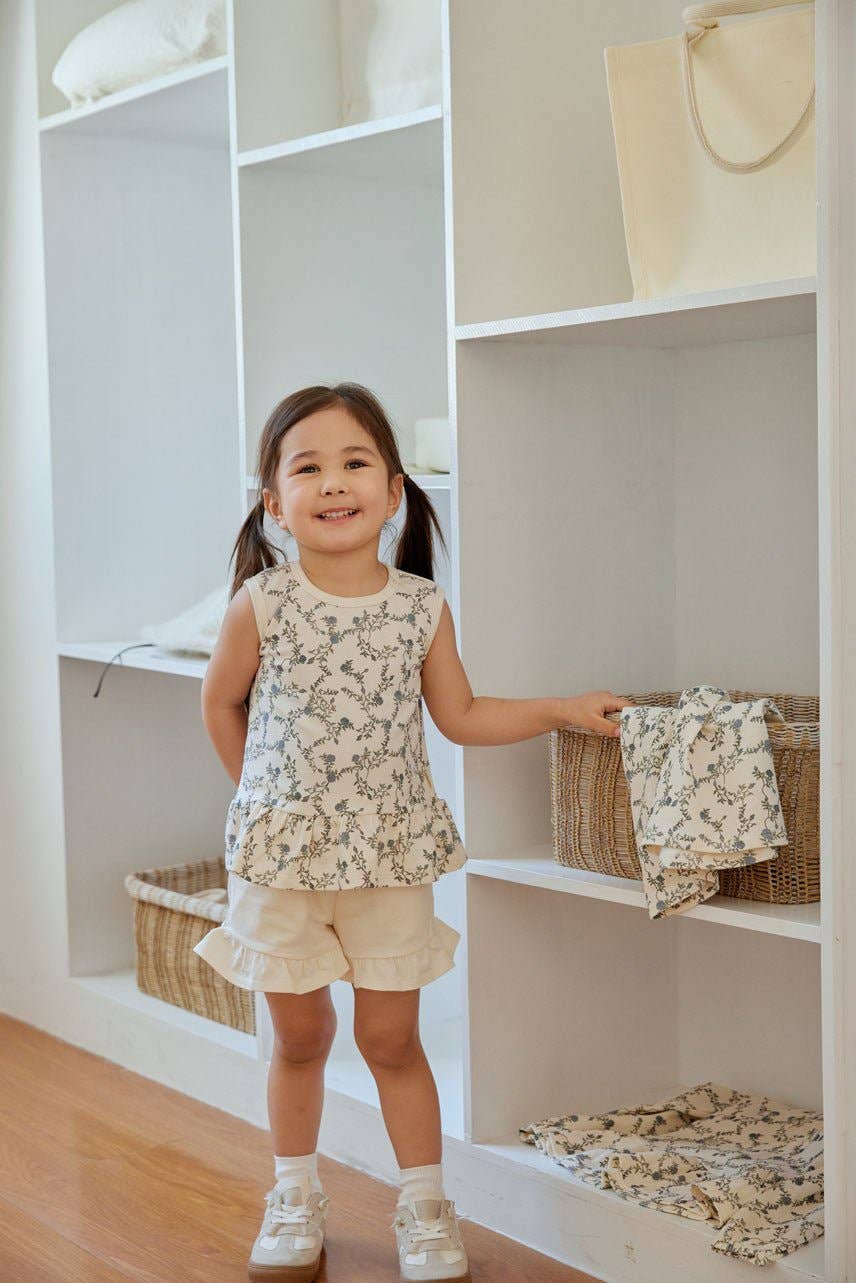 Norsu Organic - Wholesale Tank Top - Kids - Organic Cotton Ruffle Tank Top-Roses3