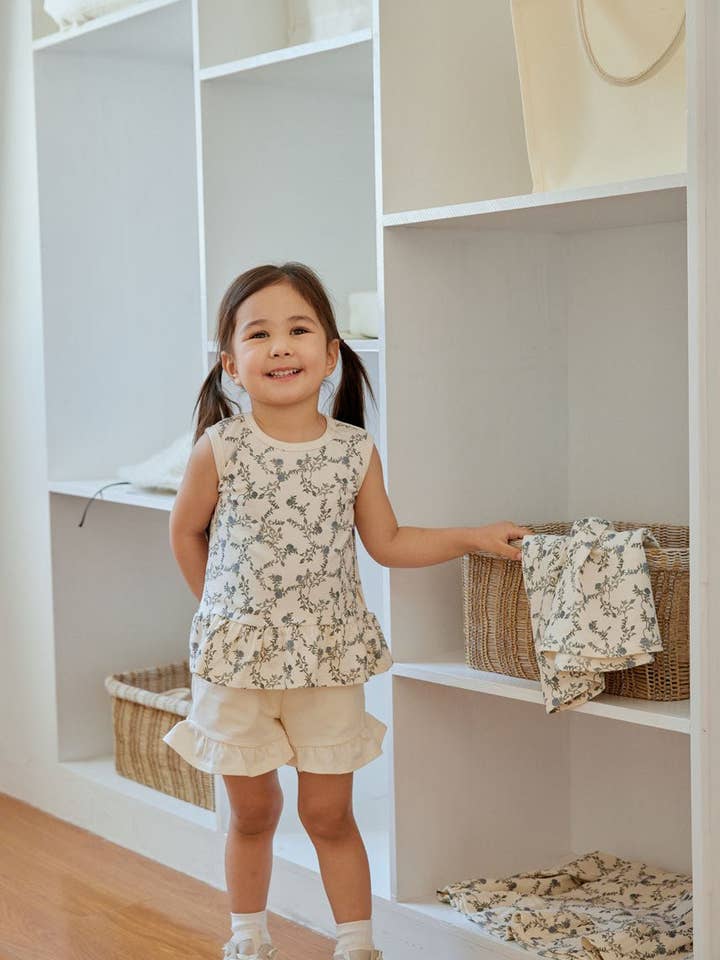 Norsu Organic - Wholesale Tank Top - Kids - Organic Cotton Ruffle Tank Top-Roses3