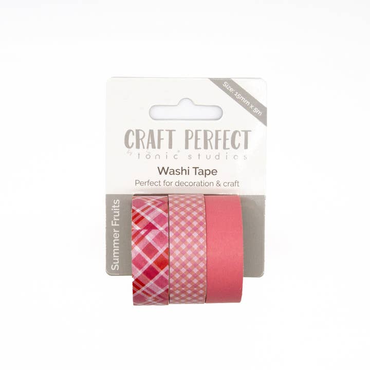 Tonic Studios – Engroshandel Washitape – Craft Perfect - Washi Tape - Sommerfrugter - (15mm/5m) - 3 Ruller - 9316E
