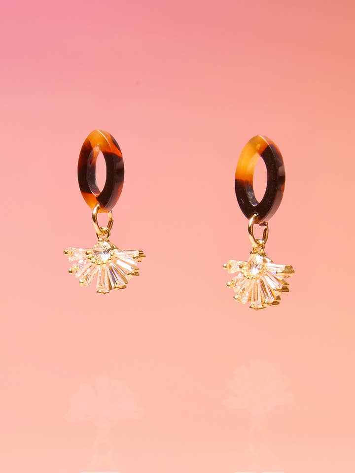 Tiny and Dainty Post Earrings Tortoise for wholesale by Tribe + Temple