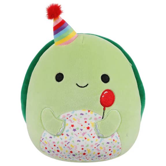Giocattolo di peluche Squishmallow Compleanno 8" Henry Tartaruga con cappello da festa per la vendita all'ingrosso da parte di Authentic Street Signs