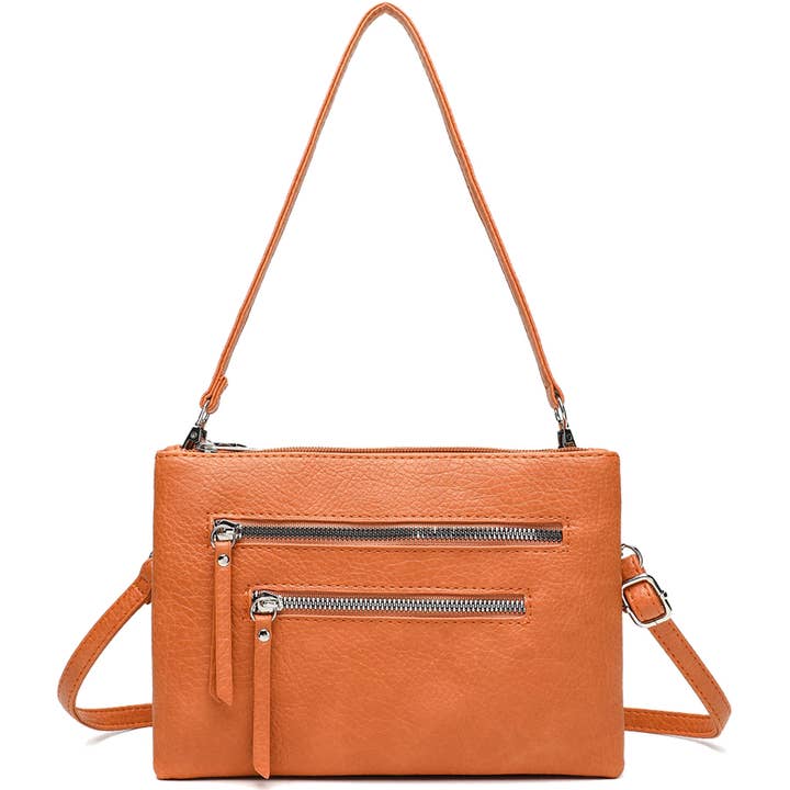 Sac bandoulière multi-zips en cuir végétalien souple et léger pour la vente par 22 Tote