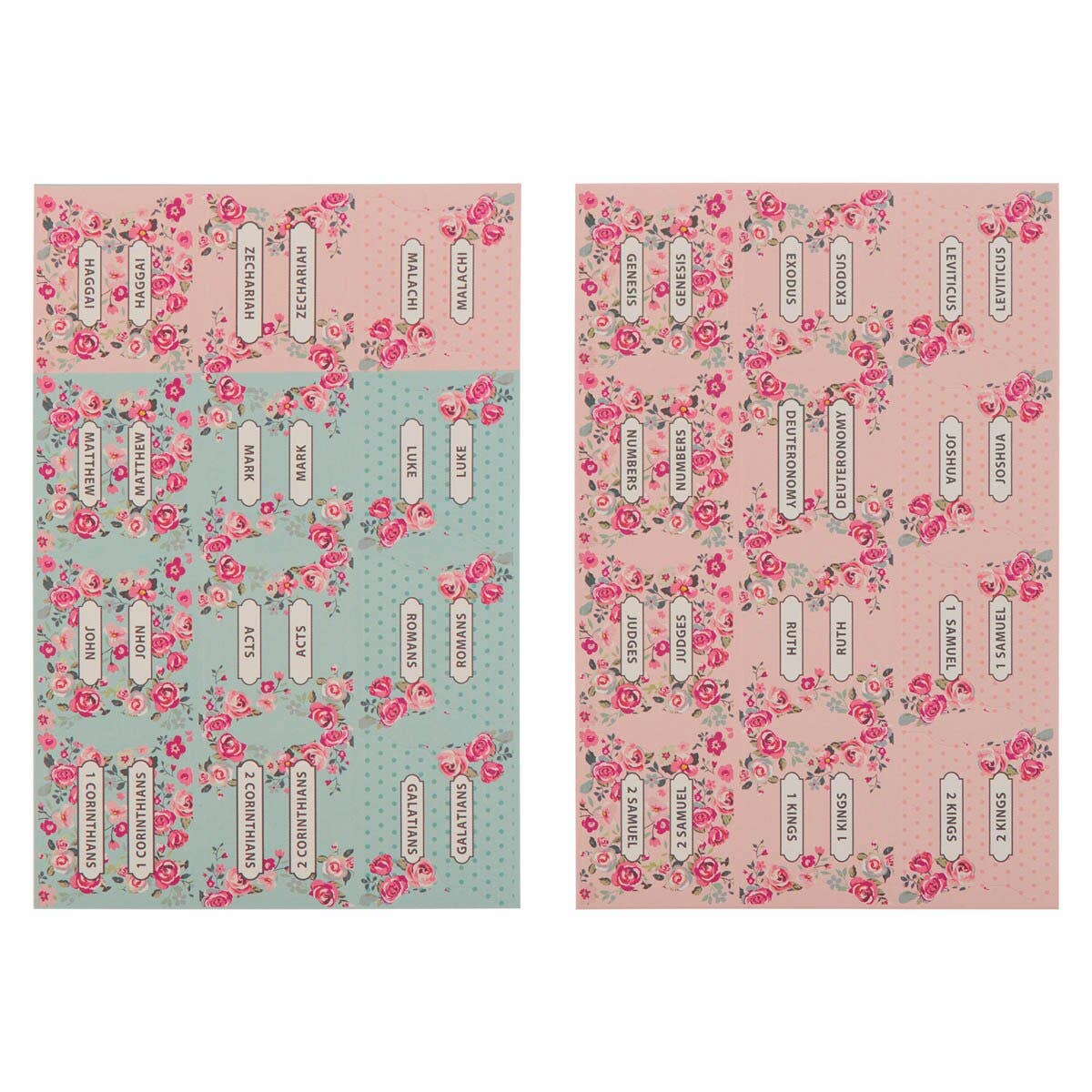 Christian Art Gifts - Wholesale Religious Card - Bible Indexing Tabs Floral Pink & Teal0