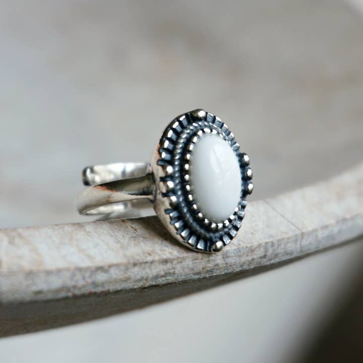 Sowell Jewelry - Wholesale Cocktail/Statement Ring - Riley White Agate Ring *Limited Edition*