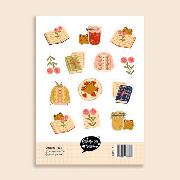 Cottage Toad Sticker Sheet for wholesale by Grumpy Nook