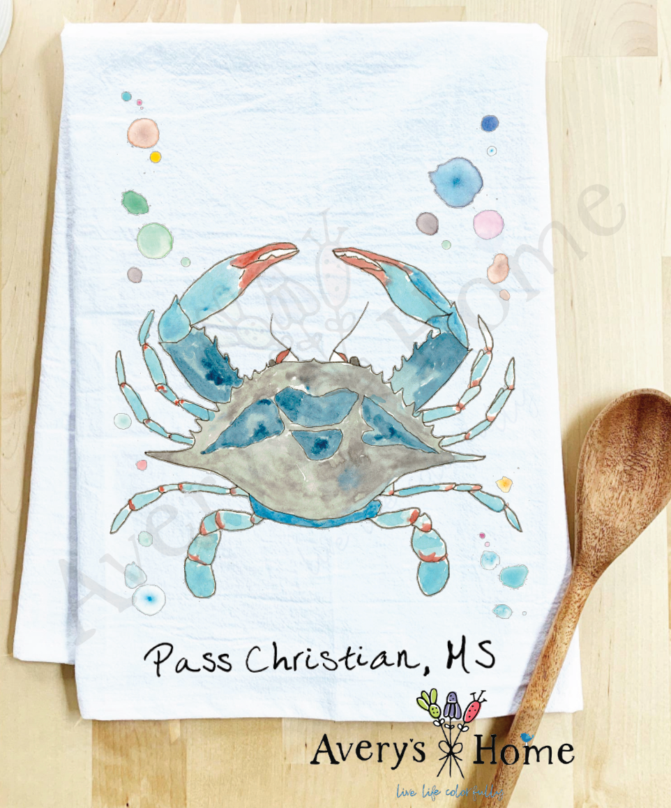 Avery's Home - Wholesale Tea Towel - Blue Crab Ocean Customizable Coastal Tea Towel28