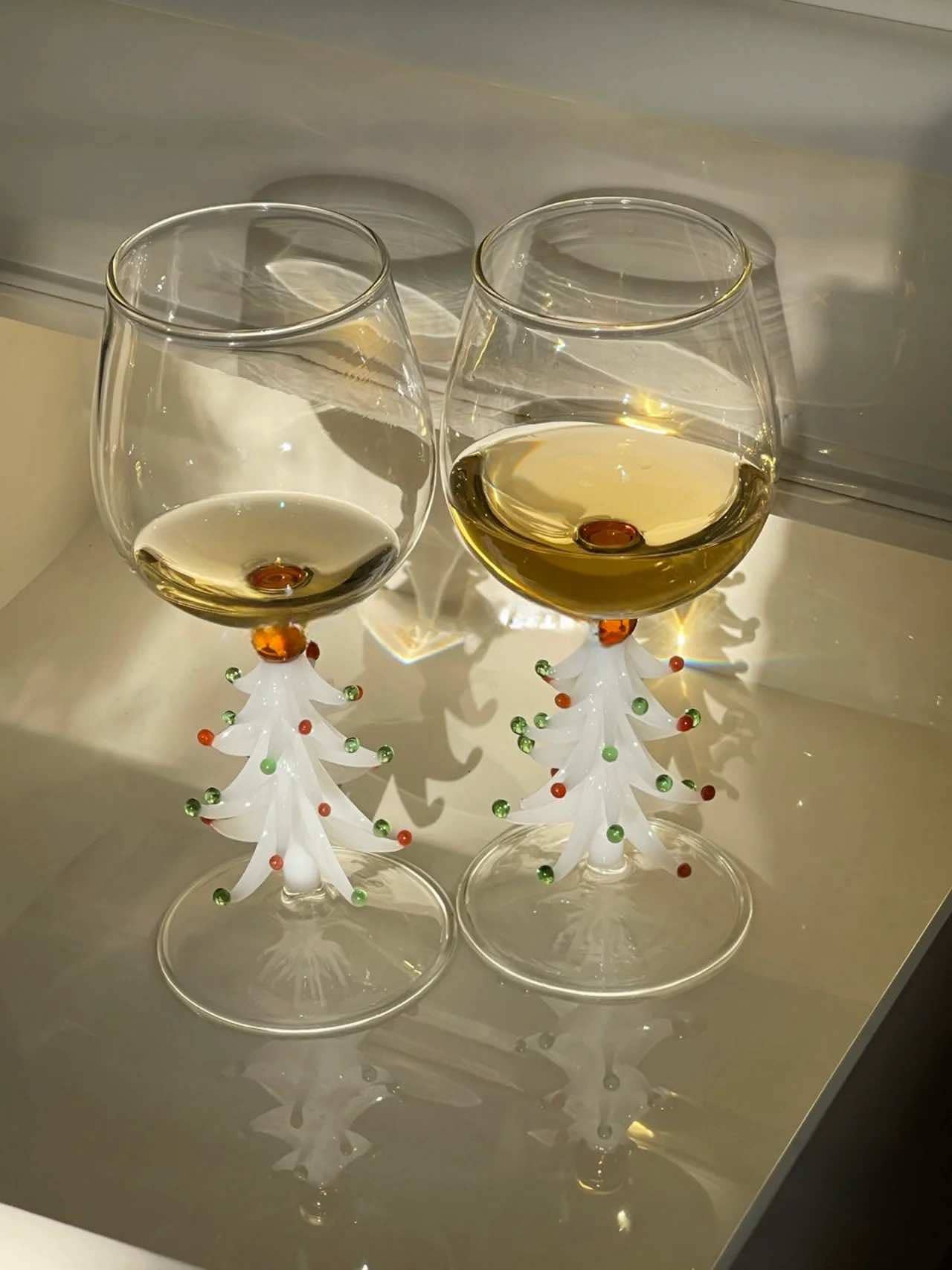 INSPECIAL HOME - Wholesale Wine Glass - Handblown Christmas Tree Wine Glass Goblets Case Of 409