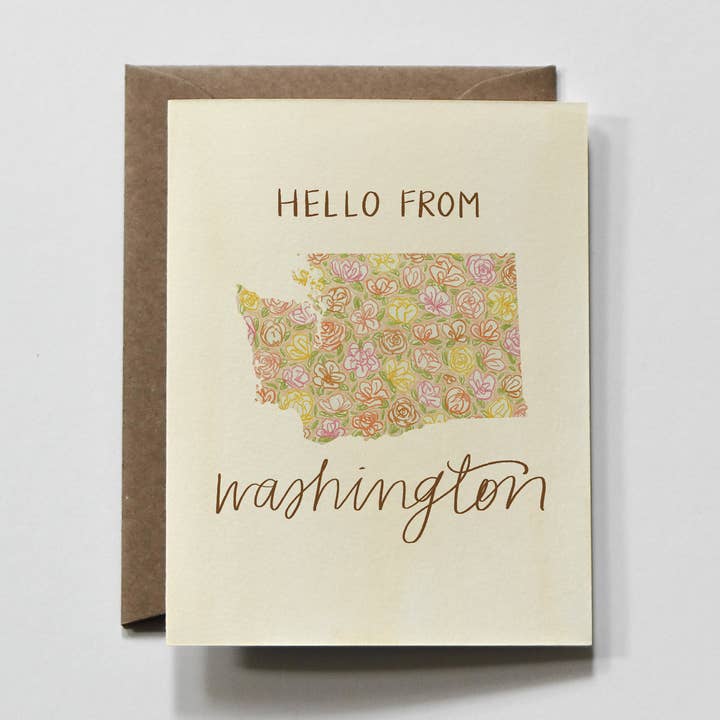 WASHINGTON | Hello From Oregon Custom City Greeting Card for wholesale by everglow handmade