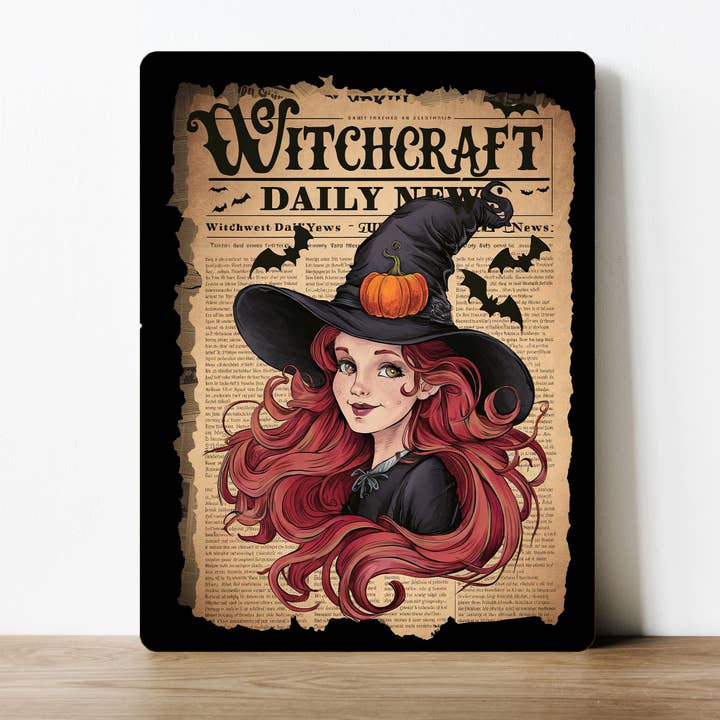 Witch Craft Daily News Spooky Halloween Metal Sign Plaque for wholesale by The British Metal Signs Company