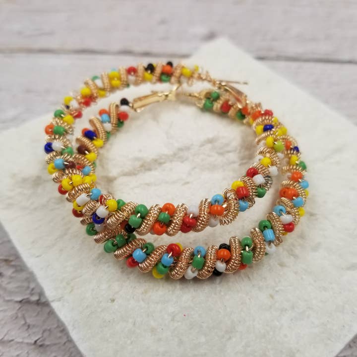 Treasure Wholesale - Wholesale Hoop Earrings - Colorful Miyuki Mechanical Spring Circles Earrings1