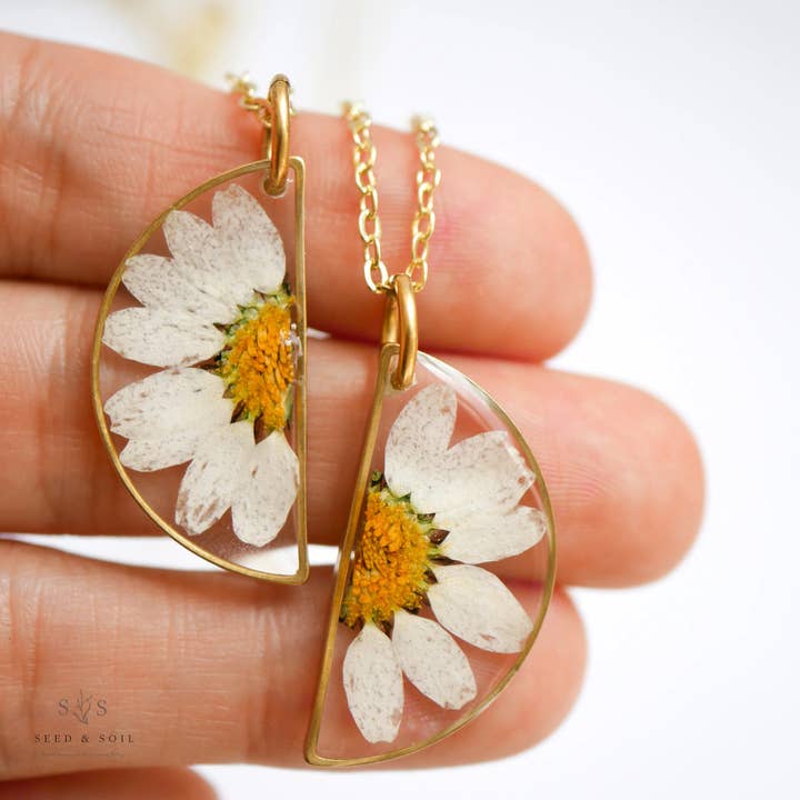 Friendship Necklace Set - Daisy for wholesale by Seed & Soil Botanical Jewelry