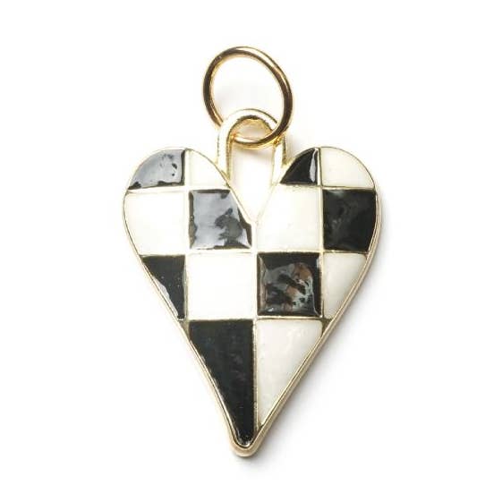 Herz Black&withe, Goldshiny Amulet L voor wholesale door SchauTime