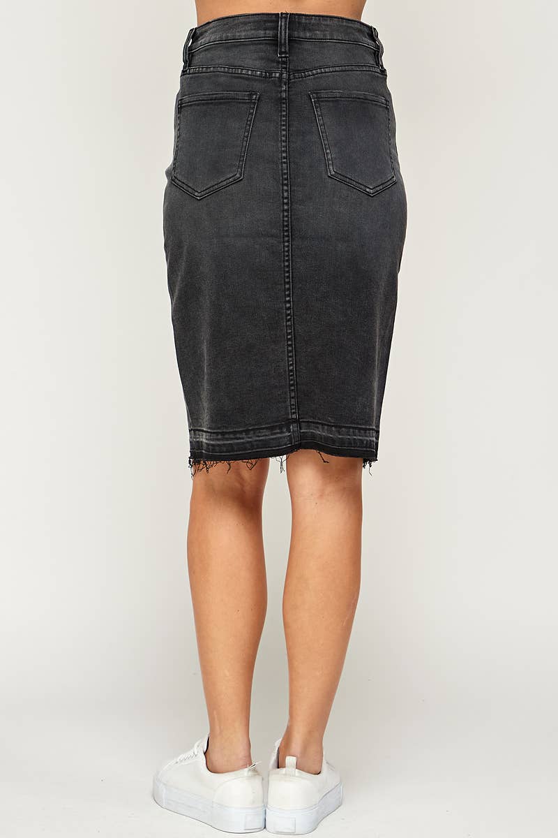 I1483SK - Black - Knee Length Denim Skirt for wholesale on Faire5
