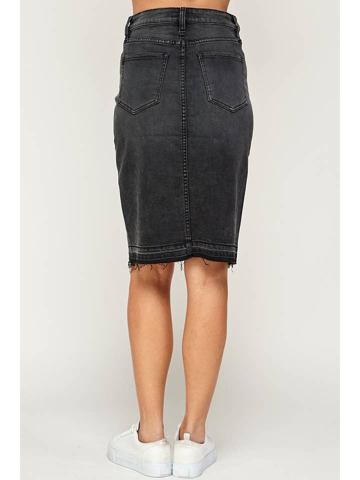 I1483SK - Black - Knee Length Denim Skirt for wholesale on Faire5