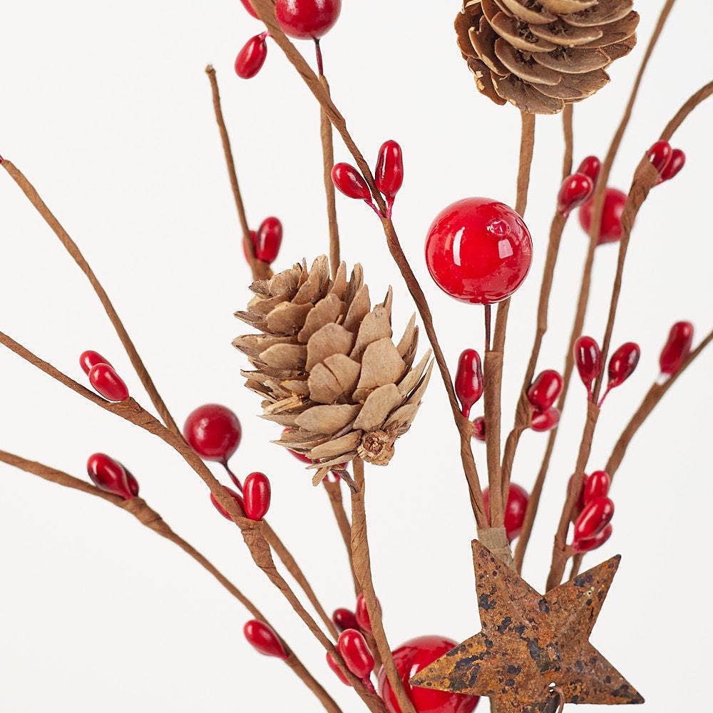 Factory Direct Craft - Wholesale Artificial Flowers - Red Pip Berry and Rusty Tin Star - Select Pick or Garland 3
