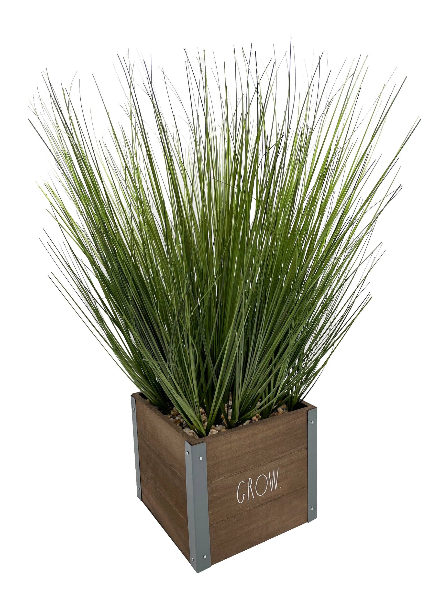 DesignStyles Home - Wholesale Artificial Plant - Rae Dunn “Grow” Artificial Grass Plants with Wooden Planter3