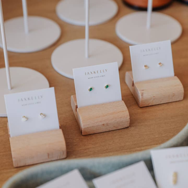 JaxKelly - Wholesale Stud/Post Earrings - Teardrop - Emerald CZ - Earrings