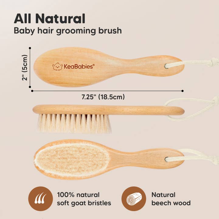 Walnut KeaBabies Baby Hair Brush for wholesale on Faire