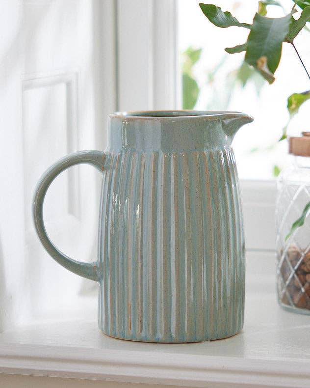 Dibor – wholesale Vase – Ribbed Blue Pitcher Jug Vase6