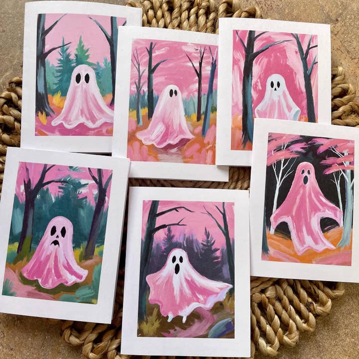 Cryptic Paper Co. - Wholesale Everyday Greeting Card - Set Of 6 Enchanted Forest Ghost Painting Cards5