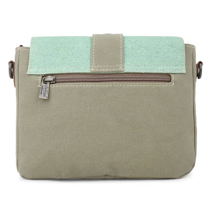 Sixtease Bags USA - Wholesale Crossbody Bag - Women's - Canvas & Leather Women's Crossbody Bag - Sage/Cambridge Blue