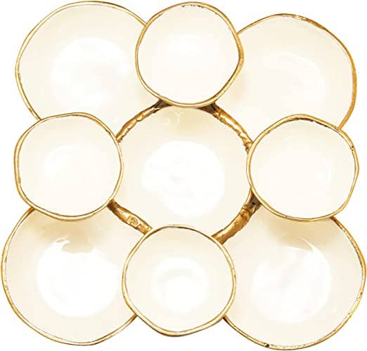 The Wine Savant /  Khen Glassware - Wholesale Serve Bowl - Cluster of 9 Round Serving Bowls Decorative Bowls Gold1