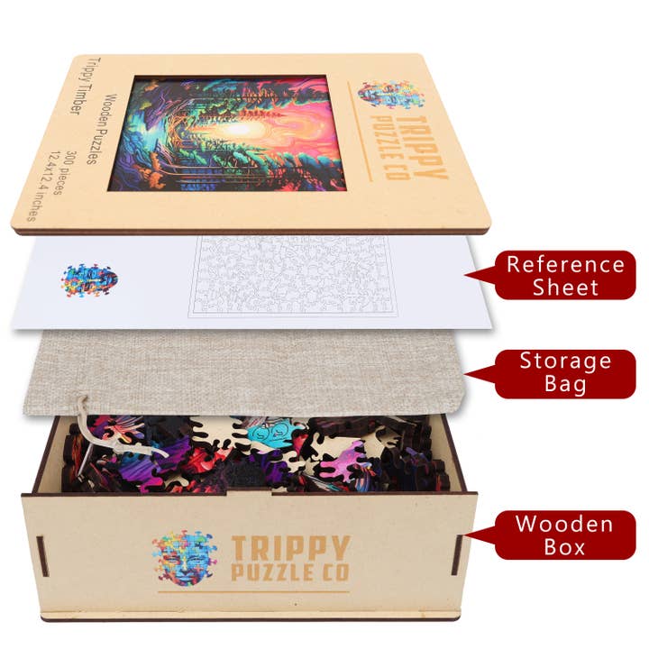 Trippy Puzzle Co - Wholesale Puzzle - Adult - Trippy Timber Wooden Jigsaw Puzzle 300PC