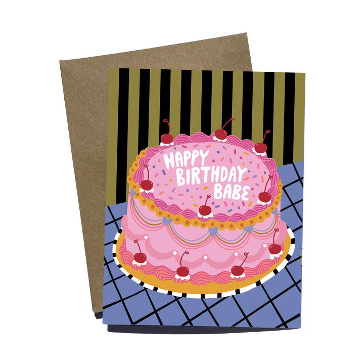 Happy Birthday Babe Greeting Card for wholesale by Julz Clementine