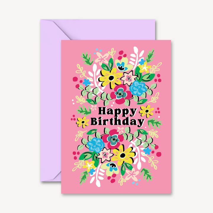 Birthday Card | Cute Pink Floral | Female Birthday Cards for wholesale by Natalie Lea Owen