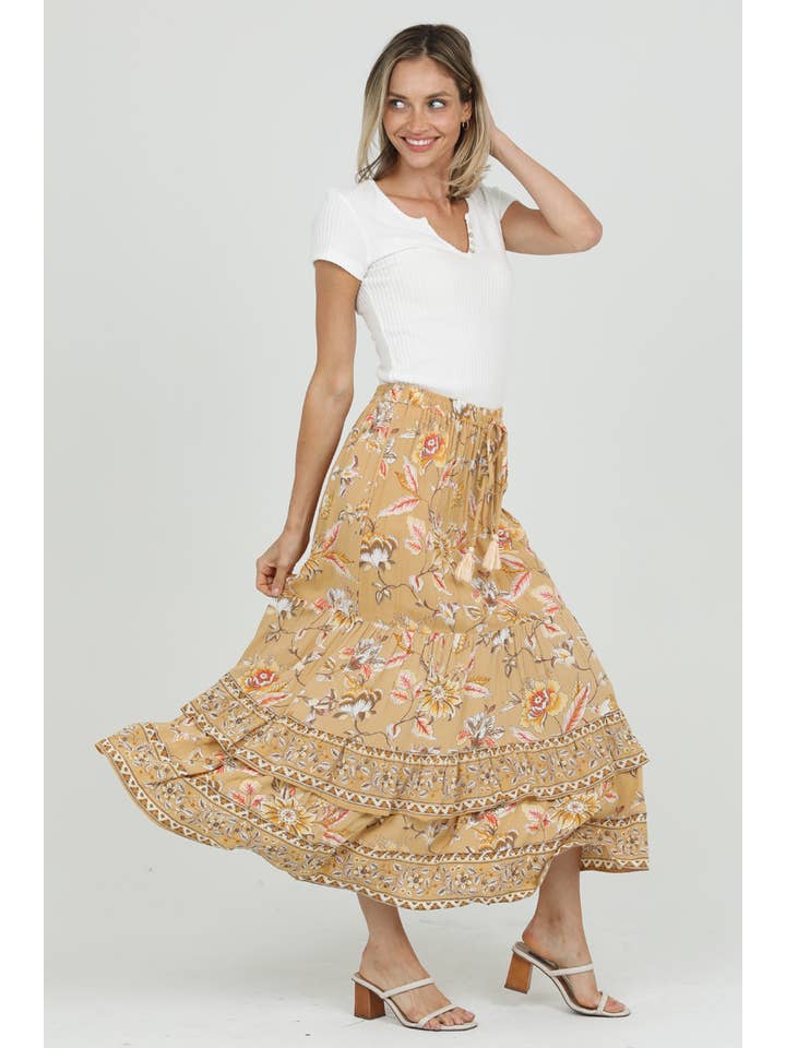 Nostalgia - Wholesale Skirt - Women's - E6E87-A730 PRINTED MAXI SKIRT