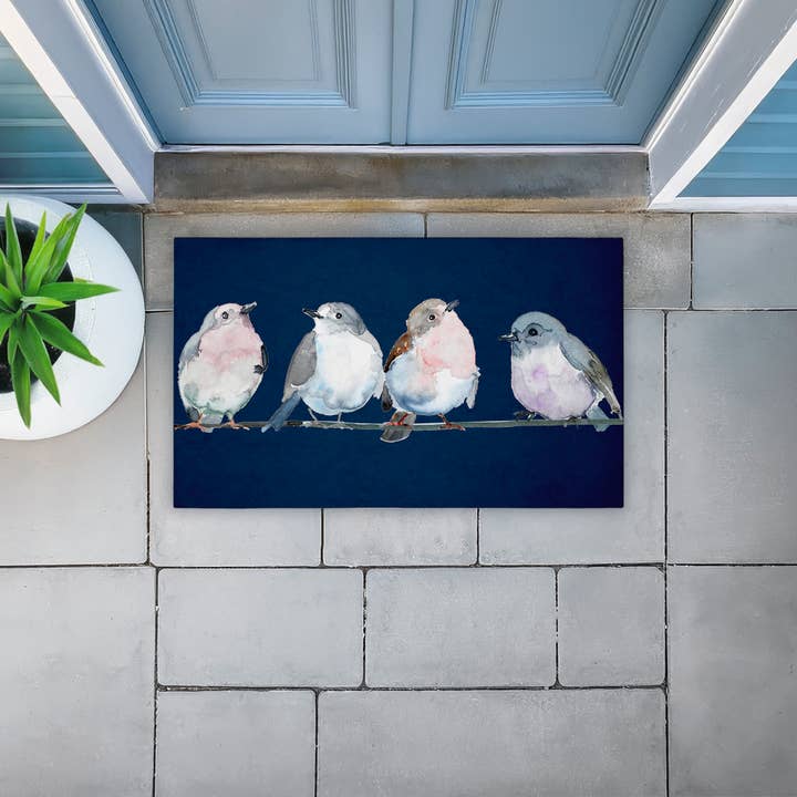 Stupell Industries - Wholesale Door Mat - Perched Foursome of Birds Door Mat, 18x302