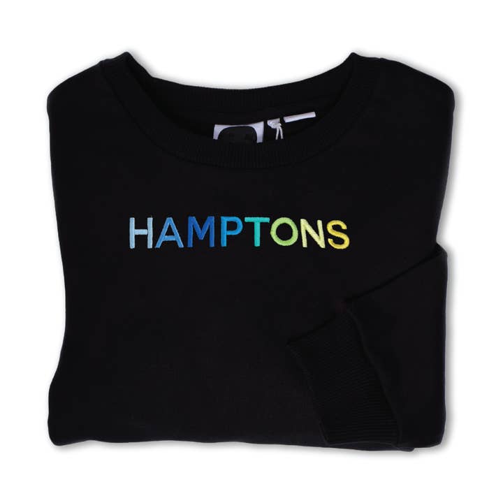 Hamptons Polished French Terry Crew Black - Blue Shades for wholesale by The Electric Merch Co.