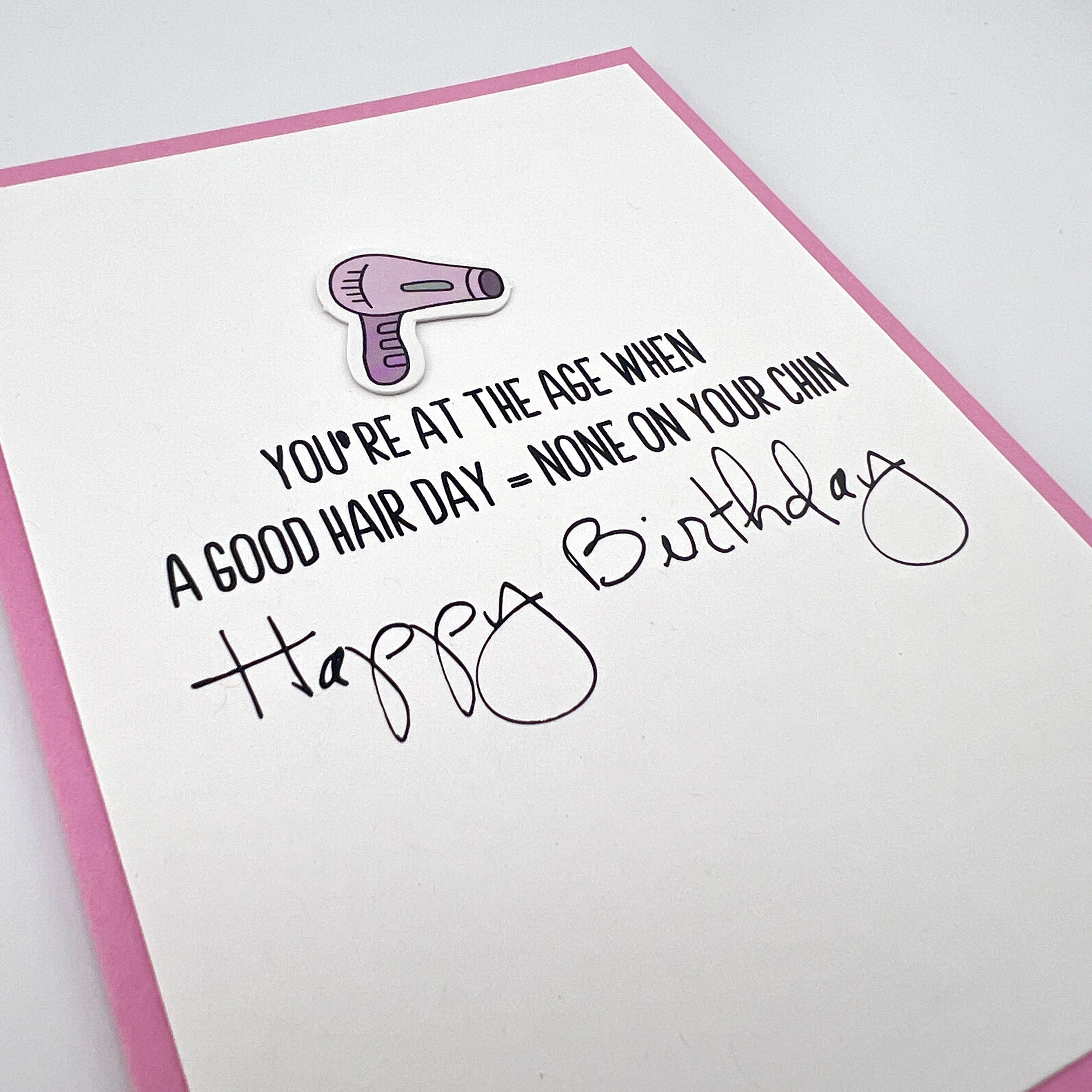 Muddy Mouth Cards - Wholesale Birthday Card - Good Hair Day Chin Hair birthday card 0