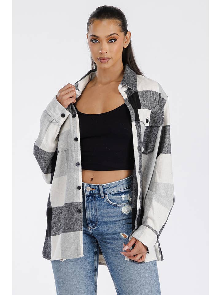 WEIV - Wholesale Shirt Jacket/Shacket - Women's - Boyfriend Oversized Soft Flannel Shacket2