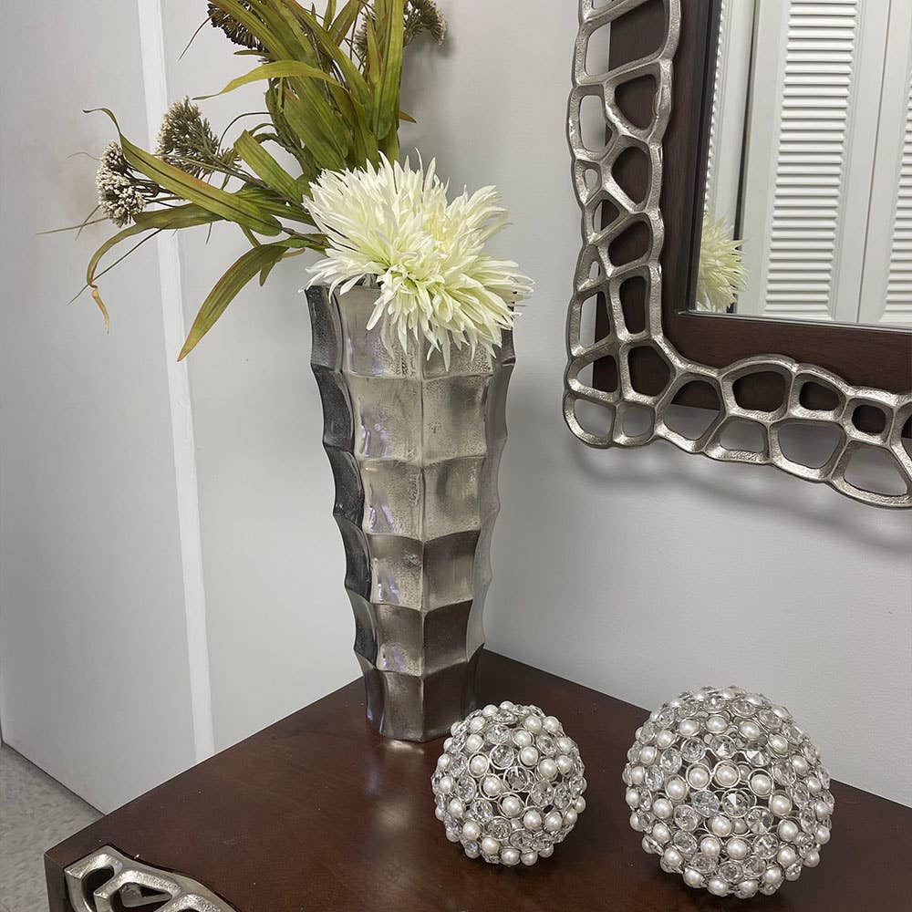 Modern Day Accents - Wholesale Decorative Tabletop Object - Facetas Perla 5" Cristal & Pearl Sphere - Set of 24