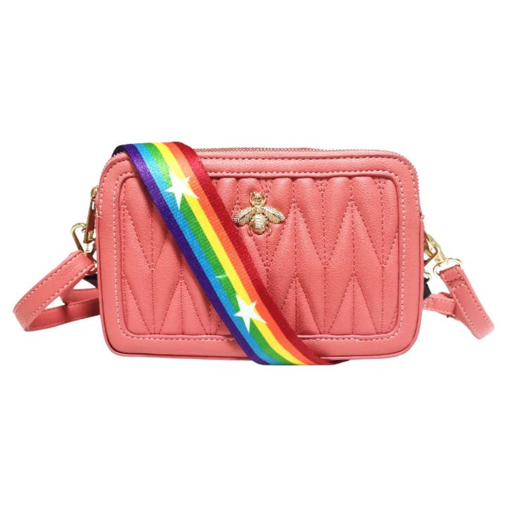 Superbia - Wholesale Crossbody bag – Women's - Double Zipper Quilted Bee Camera Bag Cross Body Bag-2 Straps