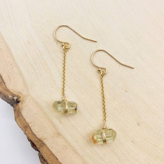 Crystal and Gold - Wholesale Dangle Earrings - Golden Apatite Earrings 14K Gold Fill1