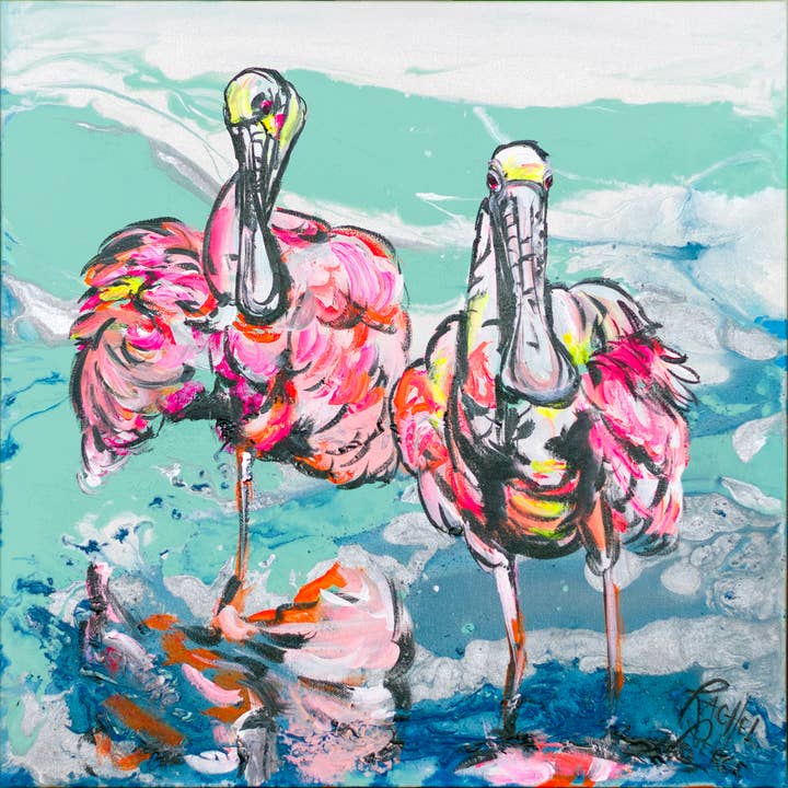 A Pair of Roseates Matted Art Print for wholesale by Rachel Pierce Art Gallery