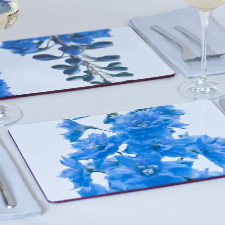 6 Floral Placemats - Delphinium for wholesale by Gregory Dennis Design