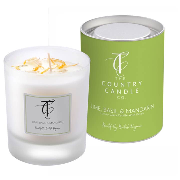 NEW PASTELS-Lime, Basil & Mandarin 30cl Glass Candle for wholesale by The Country Candle Co.