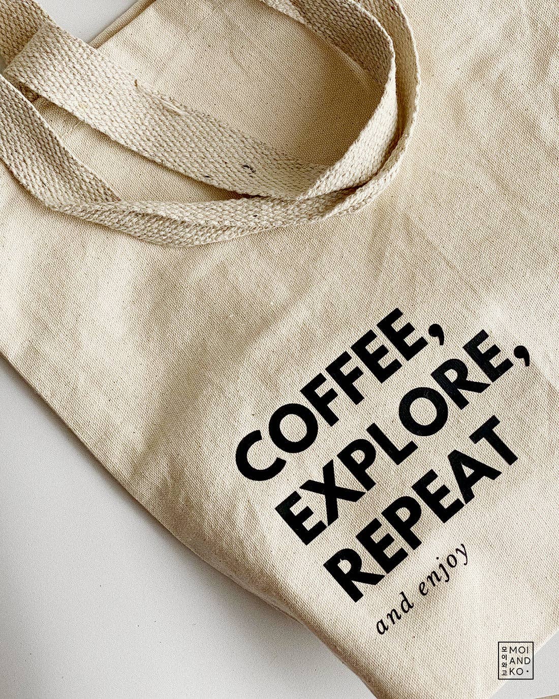 MOI AND KO - Wholesale Draagtas - Dames - Totebag Nature 100% | Coffee, Explore, Repeat | Boodschappentas3
