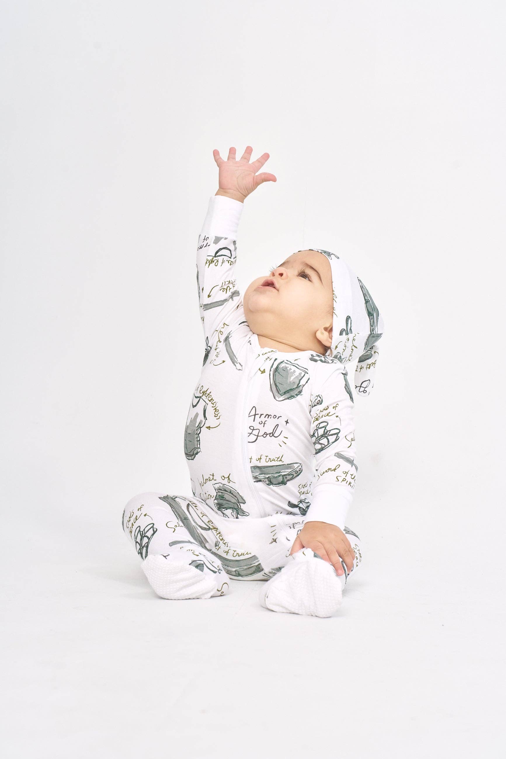 Holy Pals - Wholesale Sleepsuit - Baby - Armor of God White PJ Footed Onesie Bamboo3