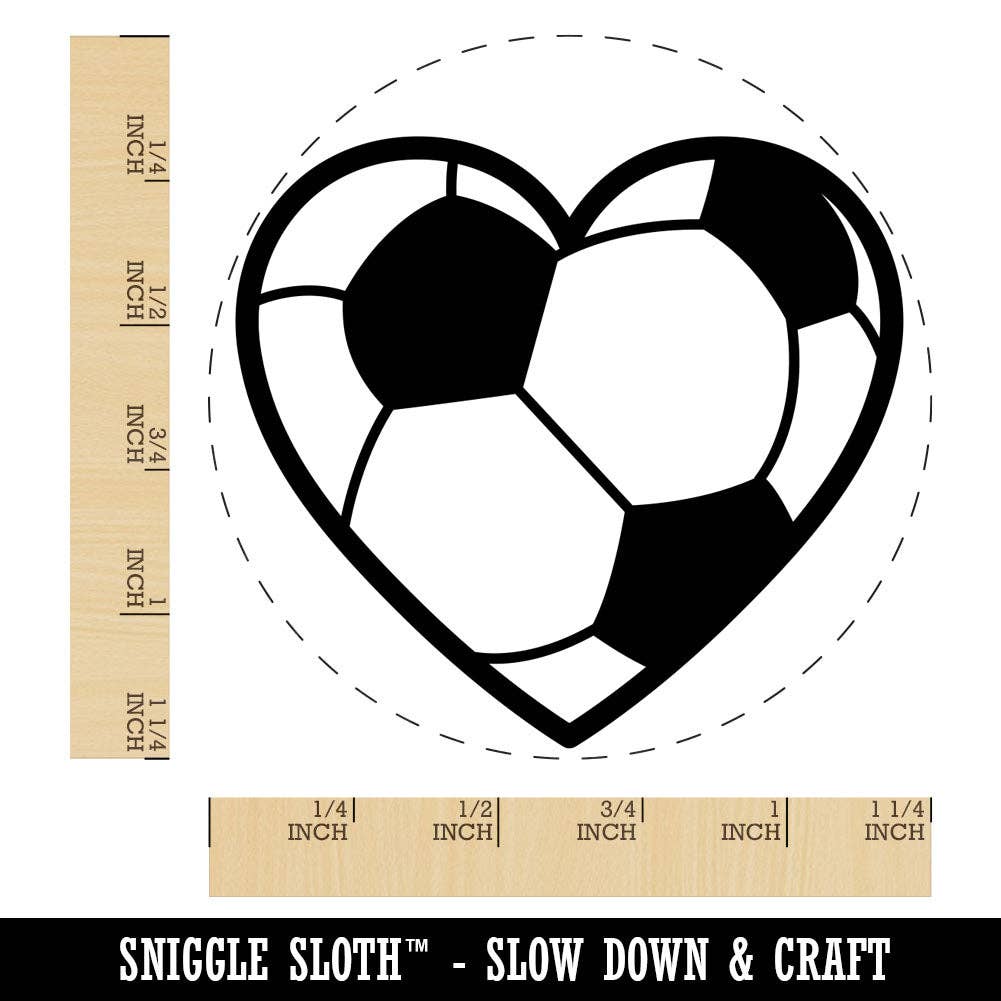 Sniggle Sloth - Wholesale Rubber/Decorative Stamp - Heart Shaped Soccer Ball Futbol Sports Rubber Stamp for Stamping Crafting Planners3