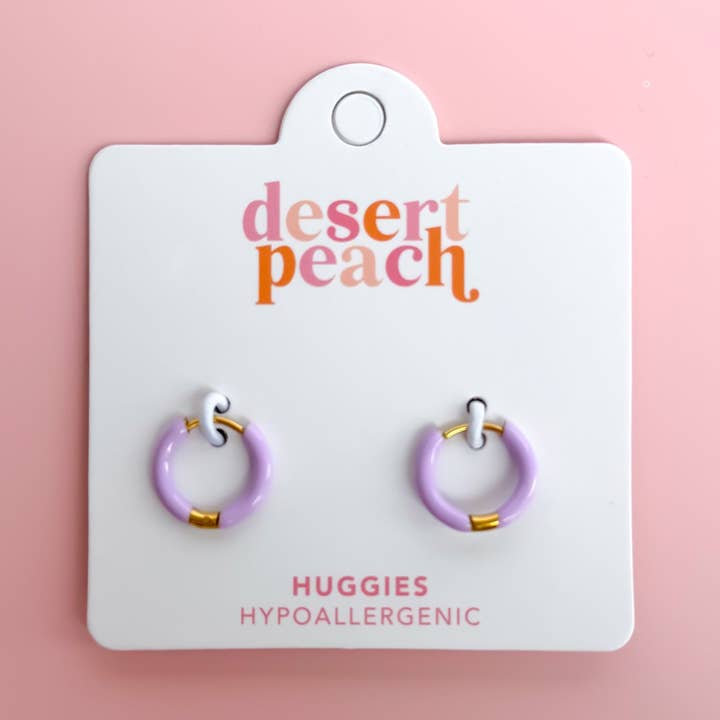 Lavender Huggie Hoops for wholesale by Desert Peach