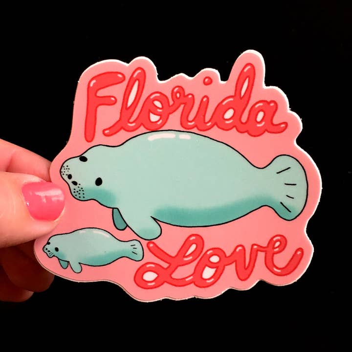 Florida Manatee, Vinyl Sticker, laptop sticker for wholesale by Bangs & Teeth
