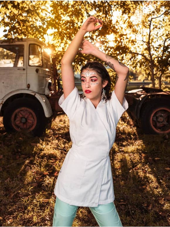 AIKO WHITE WORK KIMONO for wholesale by West Rose abbigliamento professionale