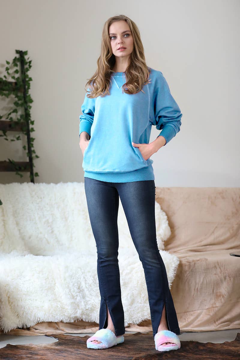 42POPS - Wholesale Sweatshirt - Women's - `.Washed French Terry Pullover With Side Pockets16