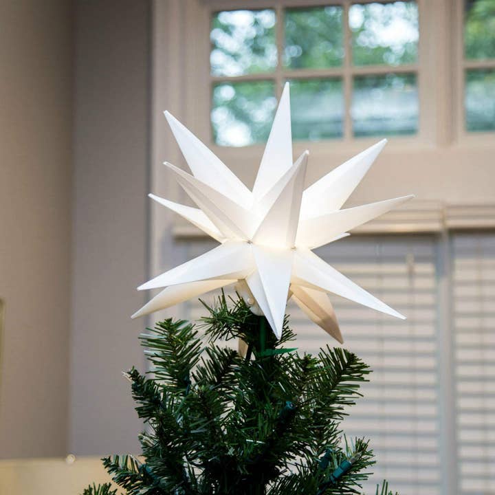 Elf Logic - Vendita all'ingrosso Puntali per albero di Natale - Topper per albero a stella morava da 30,5 cm, modello 2020, nessun montaggio richiesto. Bellissimo topper per albero di Natale con stelle di Natale illuminate in 3D (pieghevole da 30,5 cm, LED)3